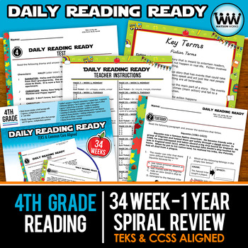 Preview of BUNDLE 4th Grade Daily Reading Spiral Review Full Year New ELAR TEKS