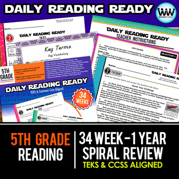 Preview of Bundle 5th Grade Daily Reading Spiral Review Full New ELAR TEKS