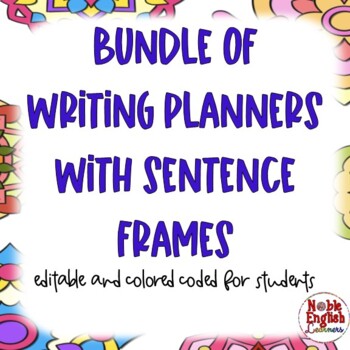 Preview of Bundle Writing for ESL Sentence Frames and Starters Editable