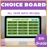 8th Grade Math End of Year Summer Review Choice Board Acti