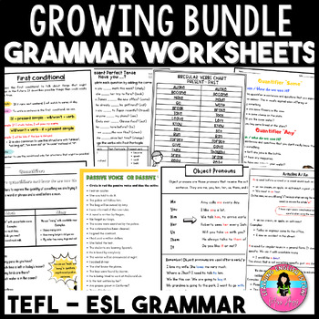 Preview of Growing Bundle Grammar Worksheets ESL Activities