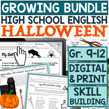 Preview of Growing Bundle Halloween Lessons Activities High School English Digital