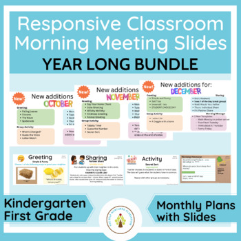 Preview of Growing Bundle-Kindergarten Responsive Classroom Morning Meeting Year Plans