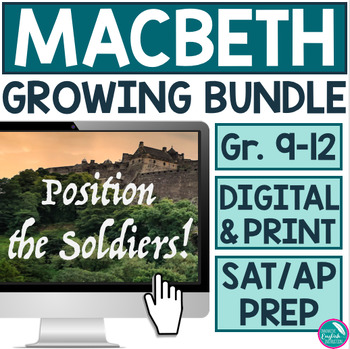 Preview of Macbeth Act Activities Intro Digital Escape Room SAT AP Prep Growing Bundle