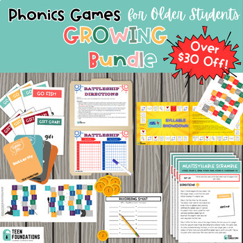 Preview of GIANT Summer School Bundle | SOR Phonics Games for Older Students | Over $45 Off