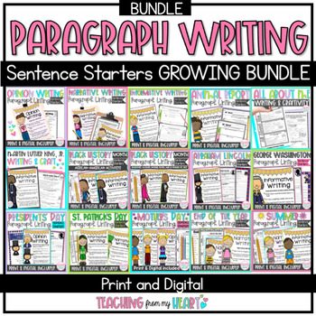 Preview of Growing Bundle: Paragraph Writing Sentence Starters