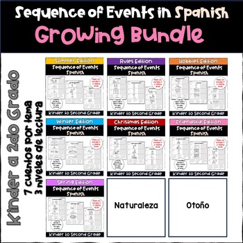 Preview of Growing Bundle:Spanish Read, Cut and Sequence Stories(K-2) Secuencia de eventos