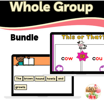 Preview of 50 % off Bundle Whole Group Vowel Teams Diphthongs Blending Segmenting Review