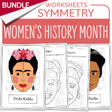 Preview of GROWING BUNDLE Women's History Month Math Activity Symmetry Math Centers