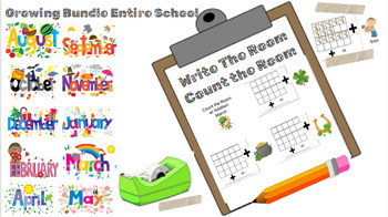 Preview of Growing Bundle - Write the Room/Count the Room Activities Jan, Feb, Mar, Apr