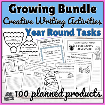 Preview of Creative Writing Prompts Worksheets & Activities for the Year - GROWING BUNDLE