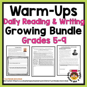 Preview of Growing Bundle of Daily Reading & Writing Warm-Ups - Grades 4-9 - Bell Ringers