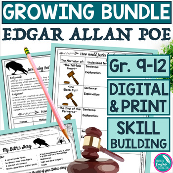 Preview of Growing Bundle of Edgar Allan Poe Lessons Activities High School English Digital