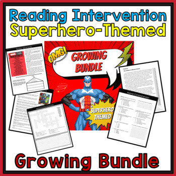 Preview of Growing Bundle of HIGH INTEREST Reading Comprehension Superhero