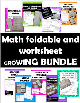 Preview of Growing Bundle of Secondary Math Foldables and Worksheets
