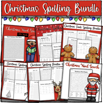 Preview of Growing Christmas Bundle - Spelling Practice, Word Search, Reading Comp