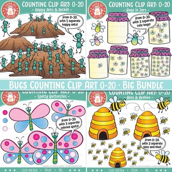 Preview of Counting Clip Art 0-20 Bundle: Busy Bugs!
