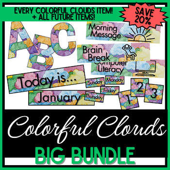 Preview of Growing Decor BIG BUNDLE - Colorful Clouds Watercolor - 20% OFF