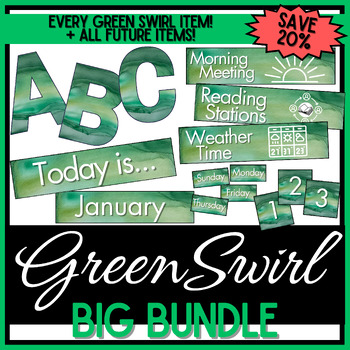 Preview of Growing Decor BIG BUNDLE - Green Swirls Watercolor - 20% OFF