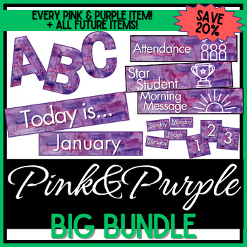 Preview of Growing Decor BIG BUNDLE - Pink&Purple Watercolor - 20% OFF