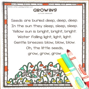 Preview of Growing Flowers Poem | Spring