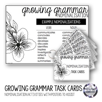 Preview of Growing Grammar Task Cards- Nominalisation