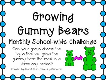 Preview of Growing Gummy Bears ~ Monthly School-wide Science Challenge ~ STEM