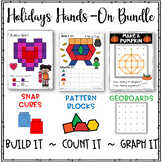 Holiday Hands-On Activities Bundle-Geoboards, Snap Cubes, 