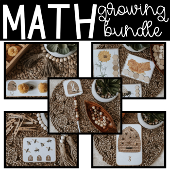 Preview of Growing Math Center Activity Bee Themed Bundle for Kindergarten and grade 1