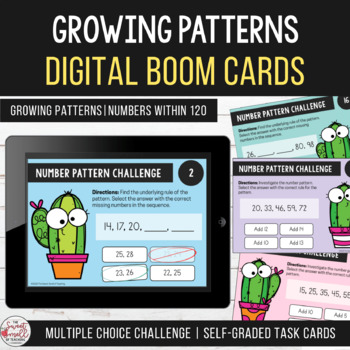 Preview of Growing Number Pattern Challenge Digital Boom Cards Distance Learning