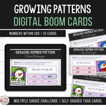 Preview of Growing Number Patterns Identifying Pattern Rules Digital Boom Cards