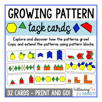 Preview of Growing Pattern Activities: Growing Pattern Math Center - Pattern Blocks