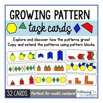 Preview of Growing Pattern Activities: Growing Pattern Math Center - Pattern Blocks