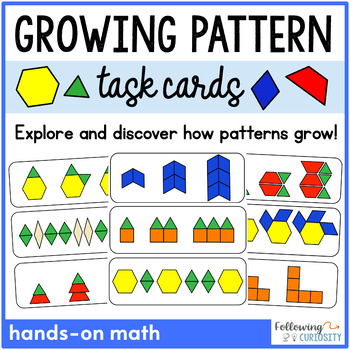 Preview of Growing Patterns Activities Pattern Block Math Center | Pattern Block Task Cards