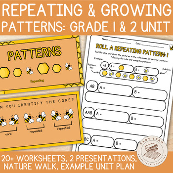 Preview of Growing Patterns & Repeating Patterns | Nature Walk | 1st & 2nd Grade Maths Unit