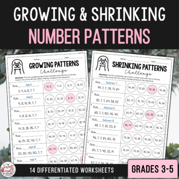 Preview of Growing & Shrinking Number Patterns Differentiated Challenge Sheets