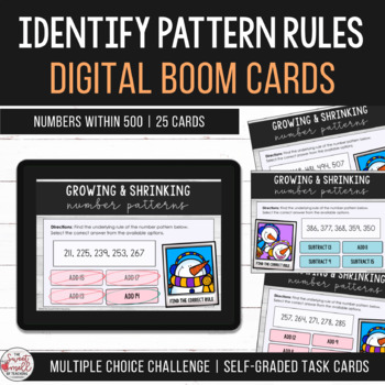 Preview of Growing & Shrinking Number Patterns Identifying Pattern Rules Digital Boom Cards