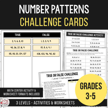 Preview of Growing & Shrinking Number Patterns - True or False Challenge Cards