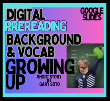 Preview of Growing Up Short Story by Gary Soto Digital Intro & Vocab, Google Slide