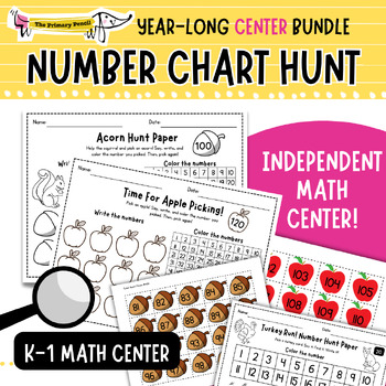 Preview of Growing Seasonal Number Chart Hunt! Year-Long Math Games & Centers | Up to 120!