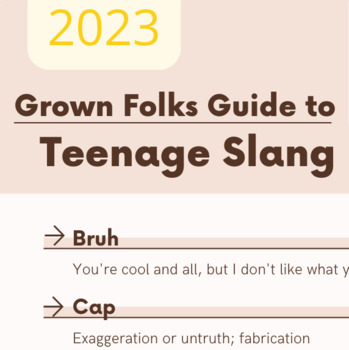 Preview of Grown Folks Guide to Teenage Slang 2023
