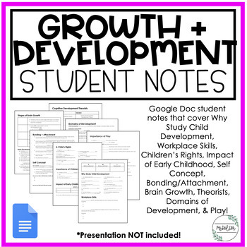 Preview of Growth & Development Unit Student Notes | Google Docs | Child Development | FCS