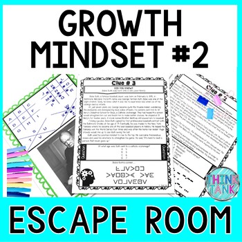 Preview of Growth Mindset #2 ESCAPE ROOM - Reading Comprehension - Back to School