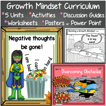 Preview of Growth Mindset Curriculum: Discussion Guide, PowerPoint /Posters, & Activities