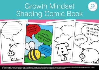 Preview of Growth Mindset 33 page Comic Book Style Colouring in activity book