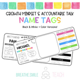 Growth Mindset & Accountable Talk Name Tags - Color + Blac