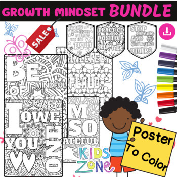 Preview of Growth Mindset Activities, Back to School Activities,Banners,Posters,Coloring