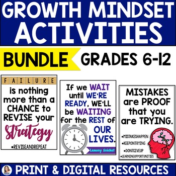 Preview of Growth Mindset Activities - Growth Mindset Posters - Bell Ringers - Banners