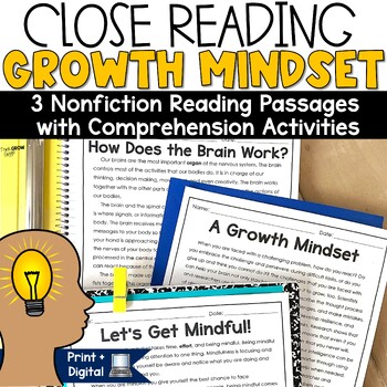 Preview of Growth Mindset Activities Reading Comprehension Passages and Questions
