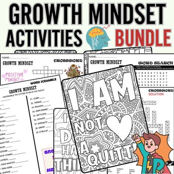 Preview of Growth Mindset Activities,Coloring Pages,Positive Affirmations BUNDLE
